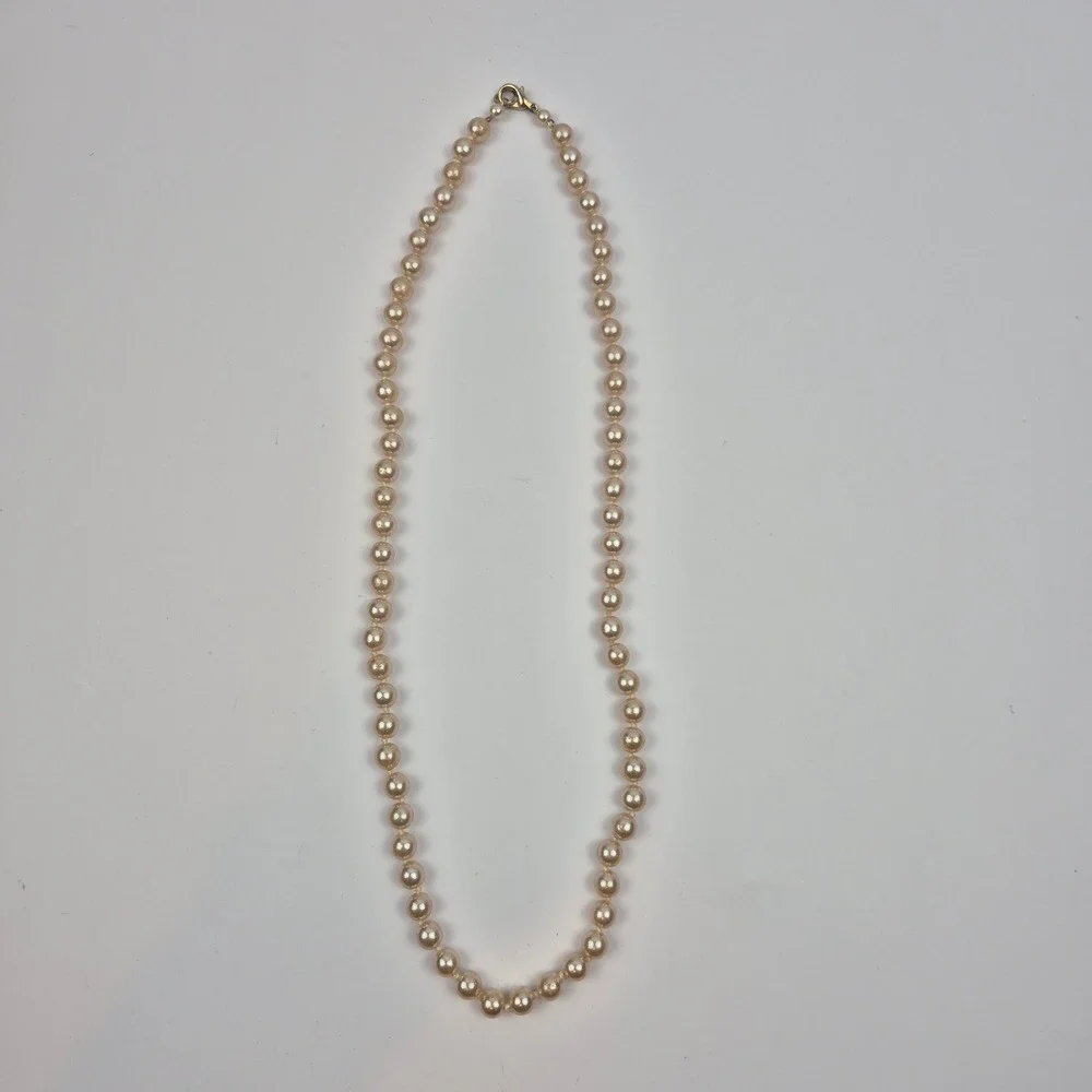 VTG Gold Tone Faux Pearl Necklace 25